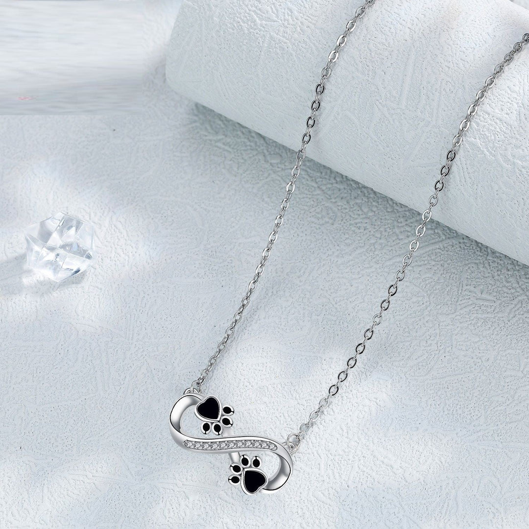 Collana con Stampa di Zampa Infinita con Zirconia