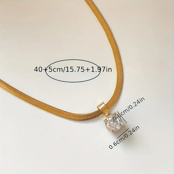 Collana con Pendente Elegante in Strass | Oro
