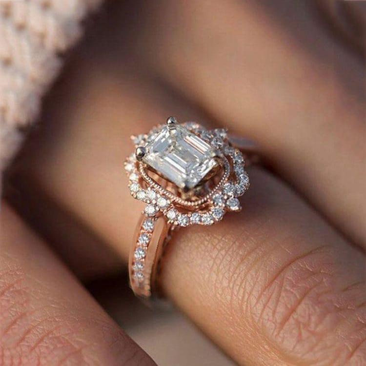 ANELLO HALO A Zirconia RETTANGOLARE