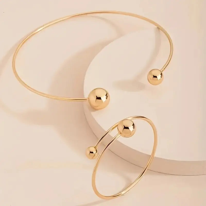 Set di Collare e Bracciale Minimalista Glow | Oro