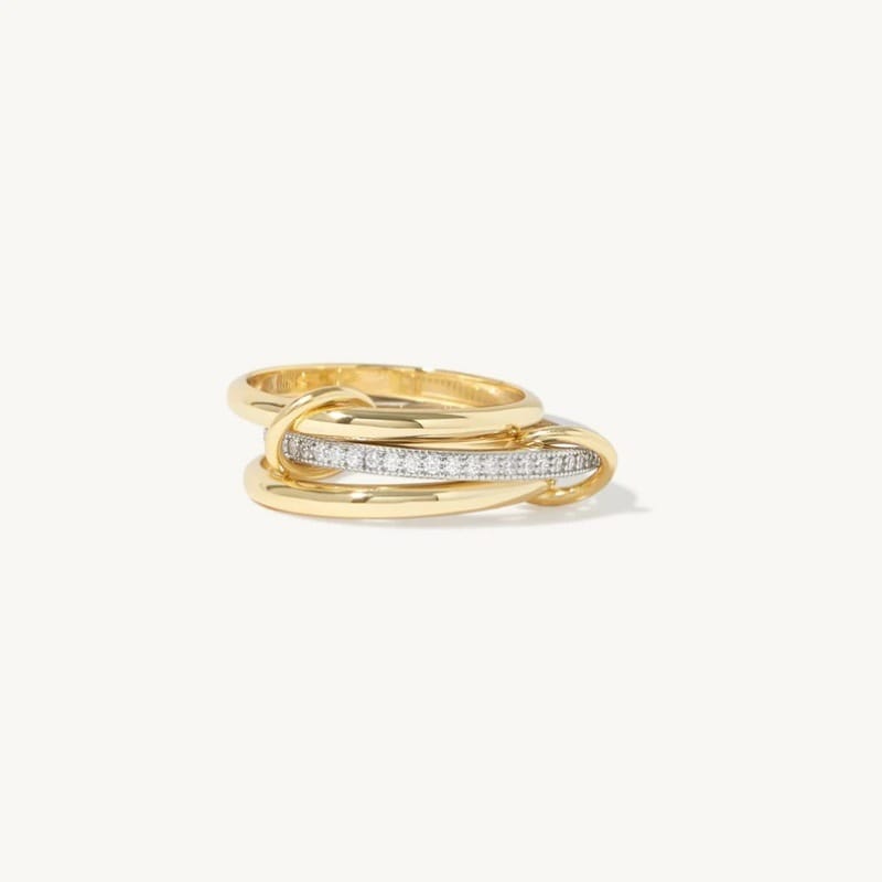 ANELLO INTRECCIATO IN ZIRCONIA D'ORO