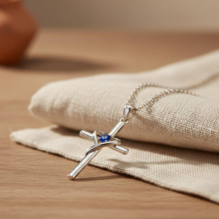 Collana a Croce in Pietra Blu