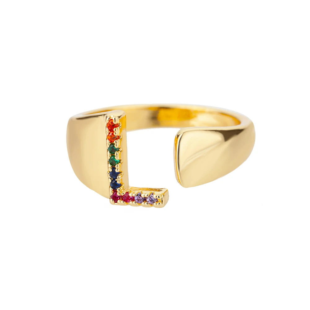 Anello color oro con Lettera Personalizzata (Regolabile)