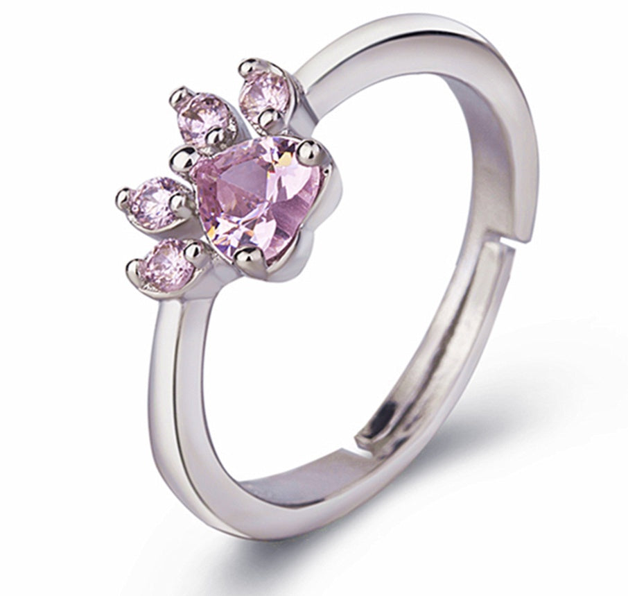 Set di Gioielli con Zampa color oro Rosa – 4 Pezzi con Cuore in Zirconia (Anello, Collana, Orecchini, Bracciale)