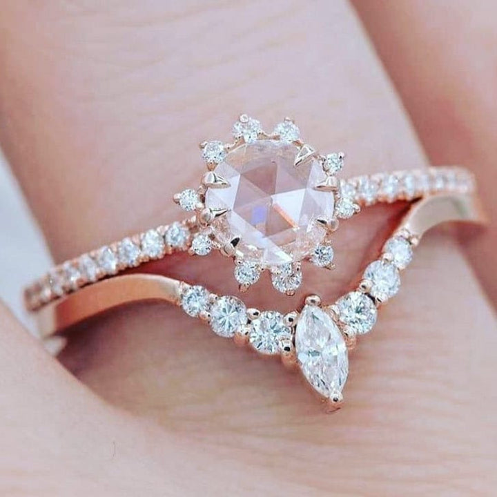 ANELLO HALO IN ZIRCONIA ORO ROSA
