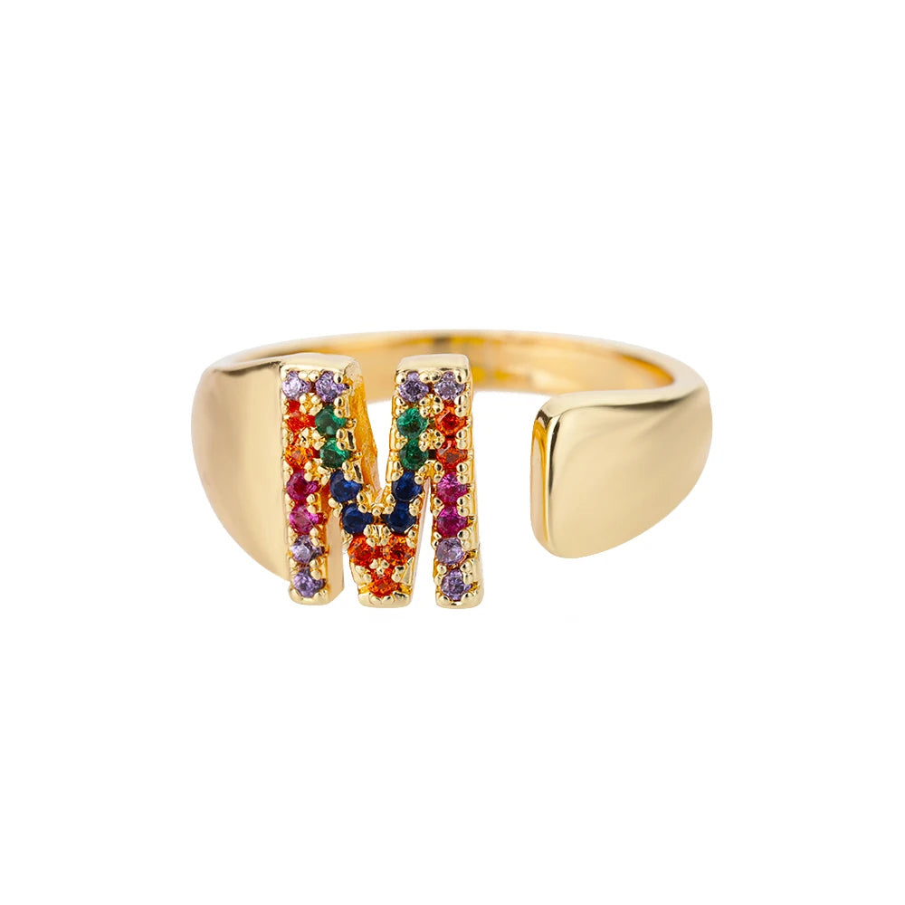 Anello color oro con Lettera Personalizzata (Regolabile)