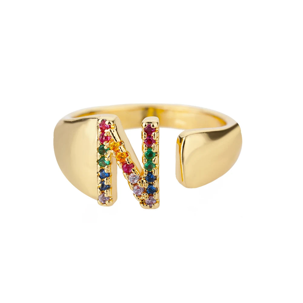 Anello color oro con Lettera Personalizzata (Regolabile)