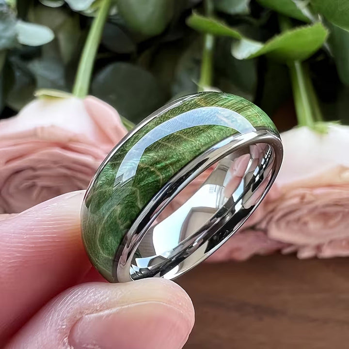 Anello in Legno di Pietra Verde Serenità