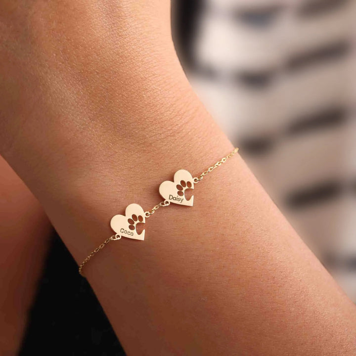 Bracciale Personalizzato con Zampa e Cuore