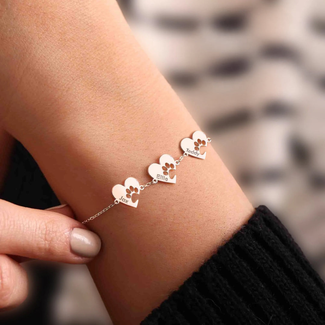 Bracciale Personalizzato con Zampa e Cuore