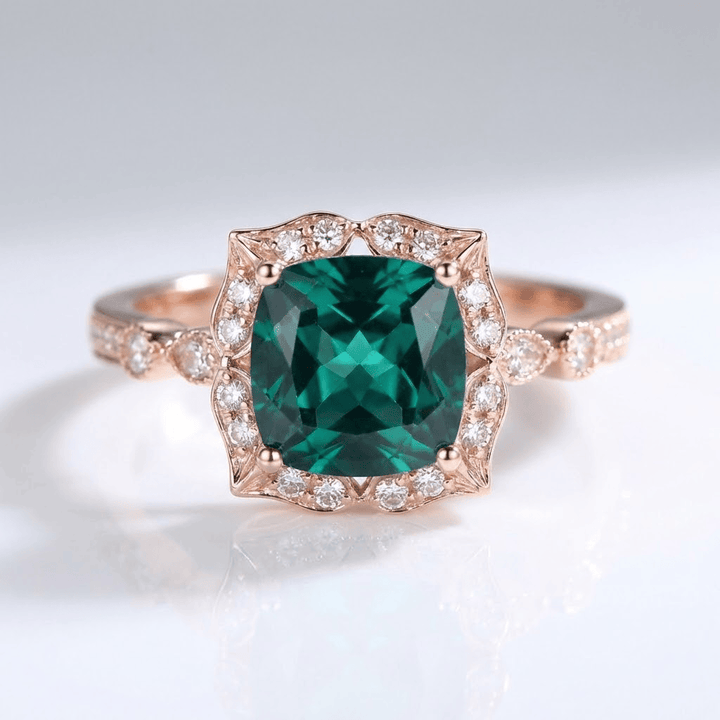 ANELLO HALO color oro ROSA EMERALD