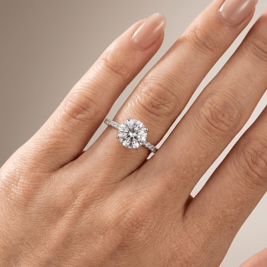 ANELLO color argento CON ZIRCONIA TONDA CLASSICA