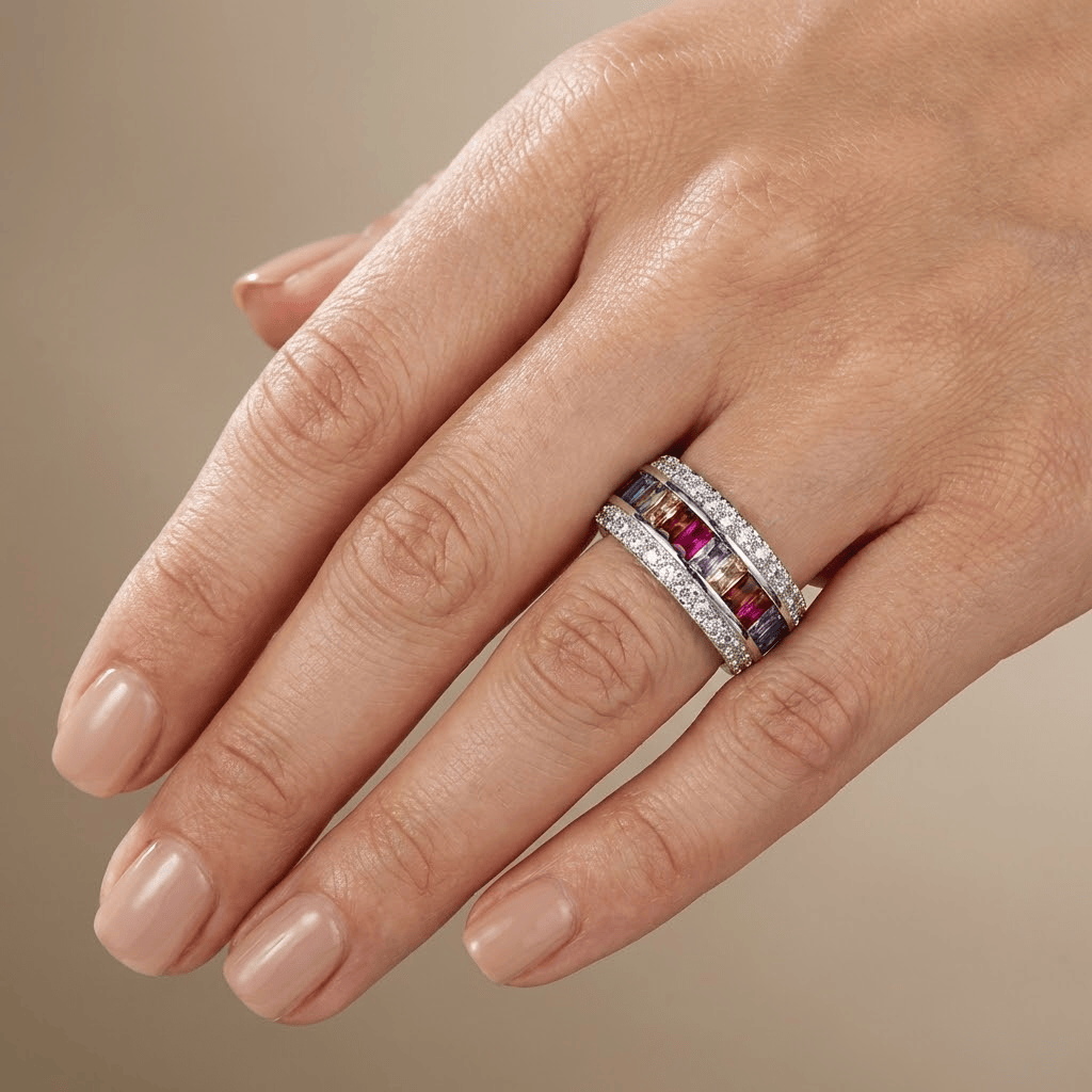 ANELLO IN PIETRE PREZIOSE RAINBOW ARGENTO