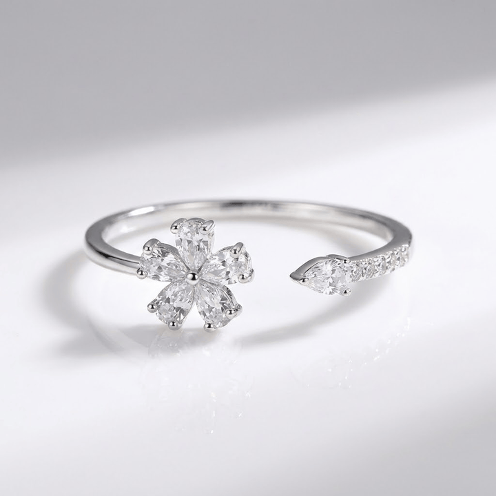 FIORE IN ZIRCONIA ARGENTATA - (REGOLABILE)