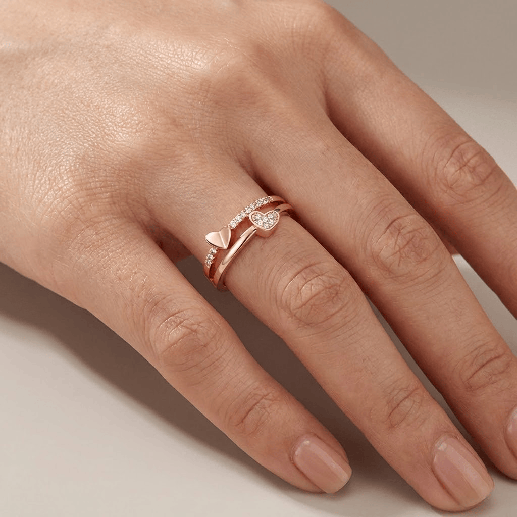CUORE IN ZIRCONIA ORO ROSA - (REGOLABILE)