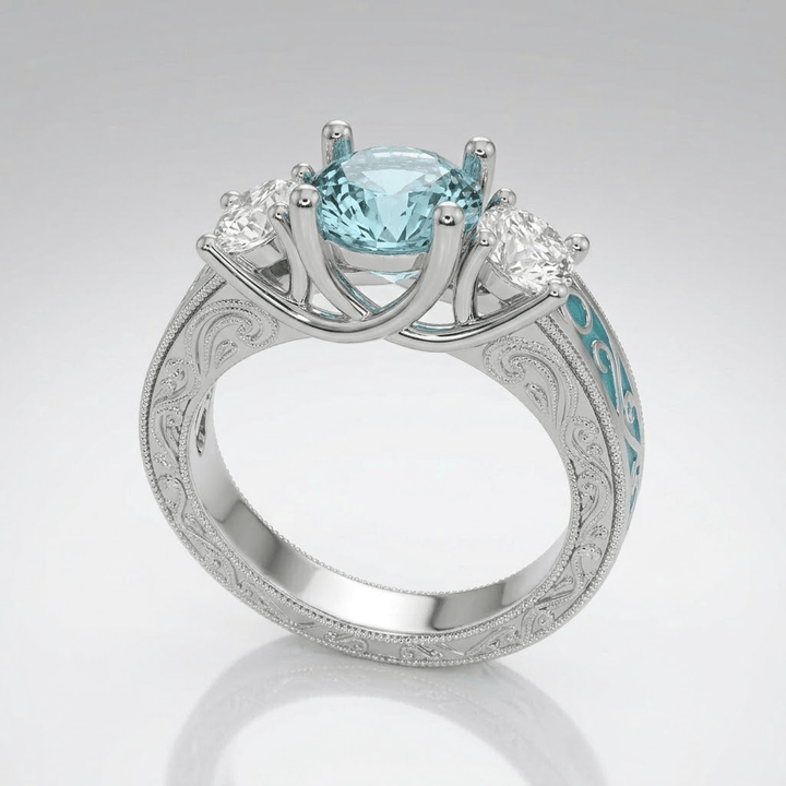 ANELLO OVALE HALO IN GEMMA ARGENTO