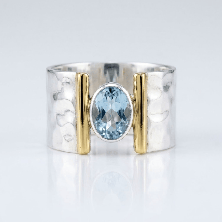 ANELLO MODERNO color argento ORO TOPAZIO