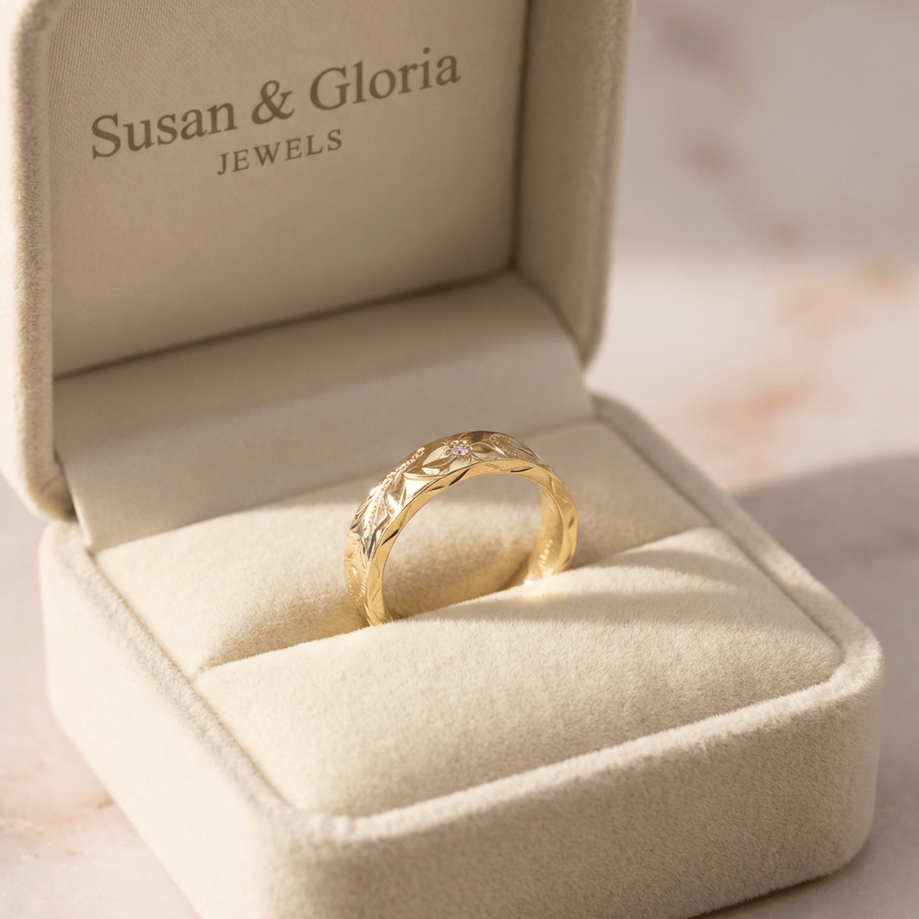 ANELLO VINTAGE IN FOGLIA D'ORO