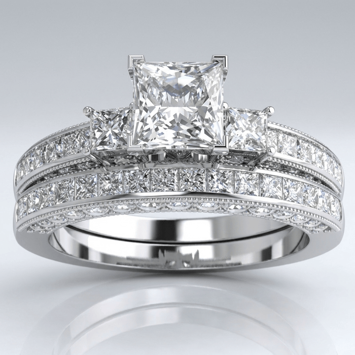 ANELLO PAVE CON Zirconia QUADRATO ARGENTO