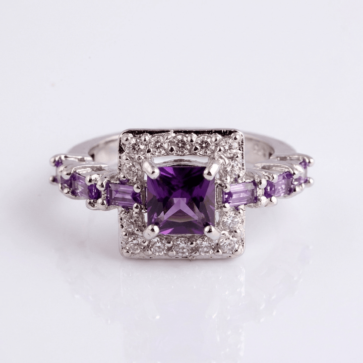 ANELLO SQUADRATO IN GEMMA VIOLA ARGENTATA