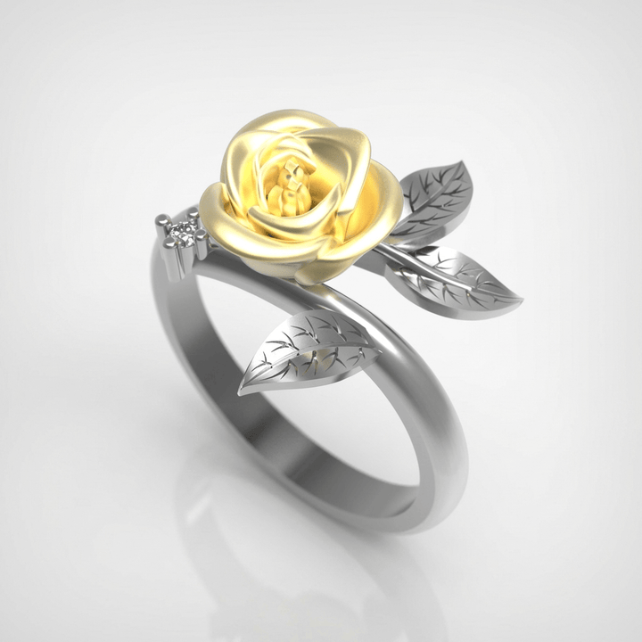 ANELLO CON ROSA GIALLO ARGENTO