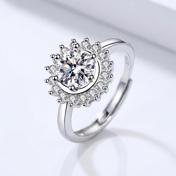 ANELLO A RAGGI DI SOLE IN Zirconia ARGENTO - (REGOLABILE)