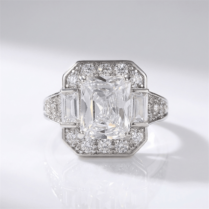 ANELLO RETTANGOLARE IN ZIRCONE ARGENTO