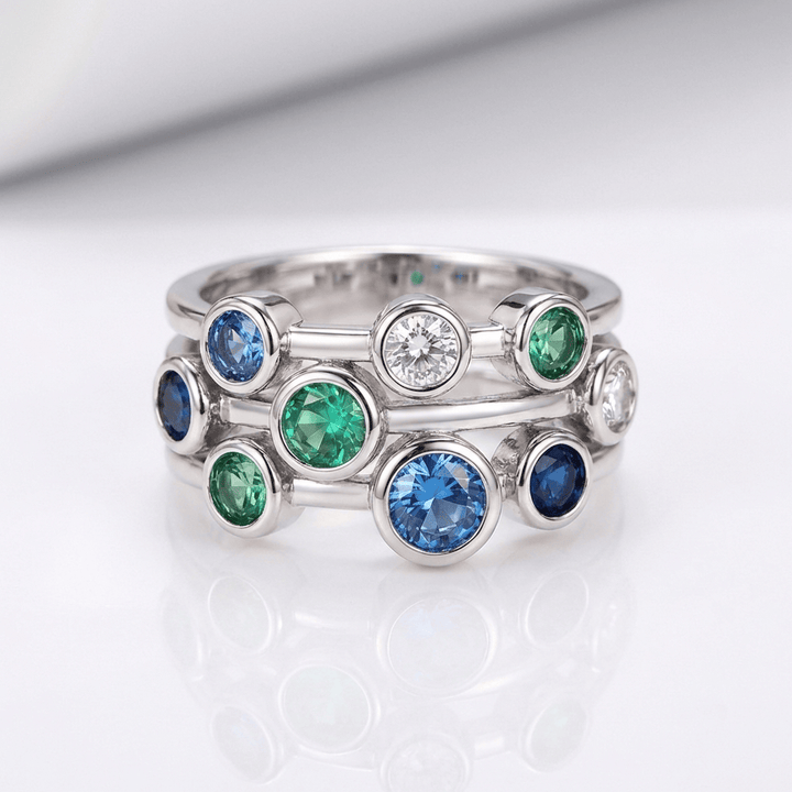 ANELLO IN GEMME COLORATE ARGENTO