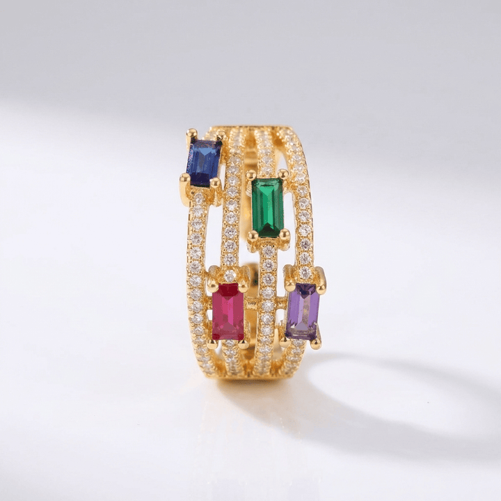 ANELLO IN GEMMA COLORATA D'ORO - (REGOLABILE)