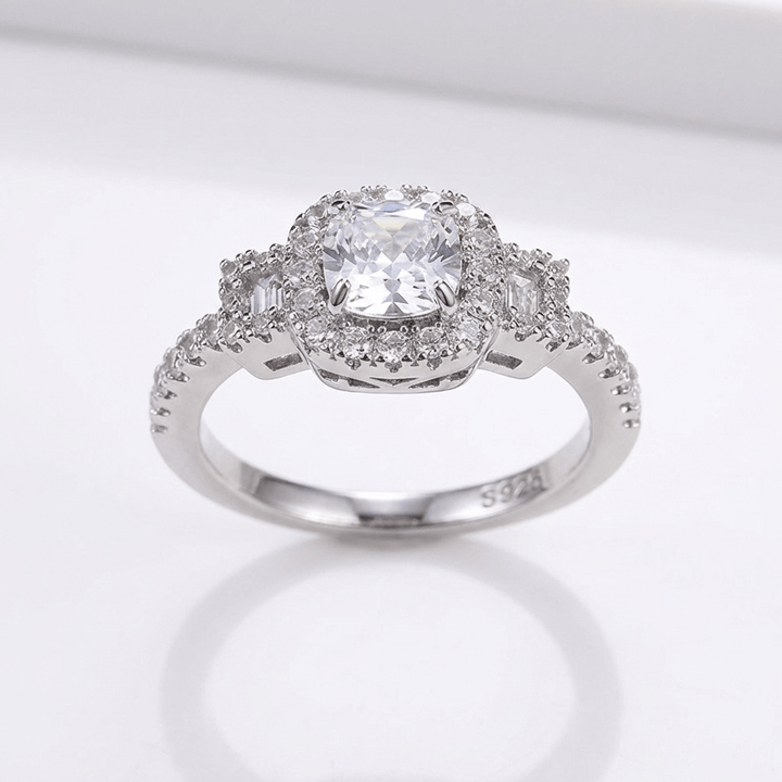 ANELLO HALO IN Zirconia A CUSCINO ARGENTO
