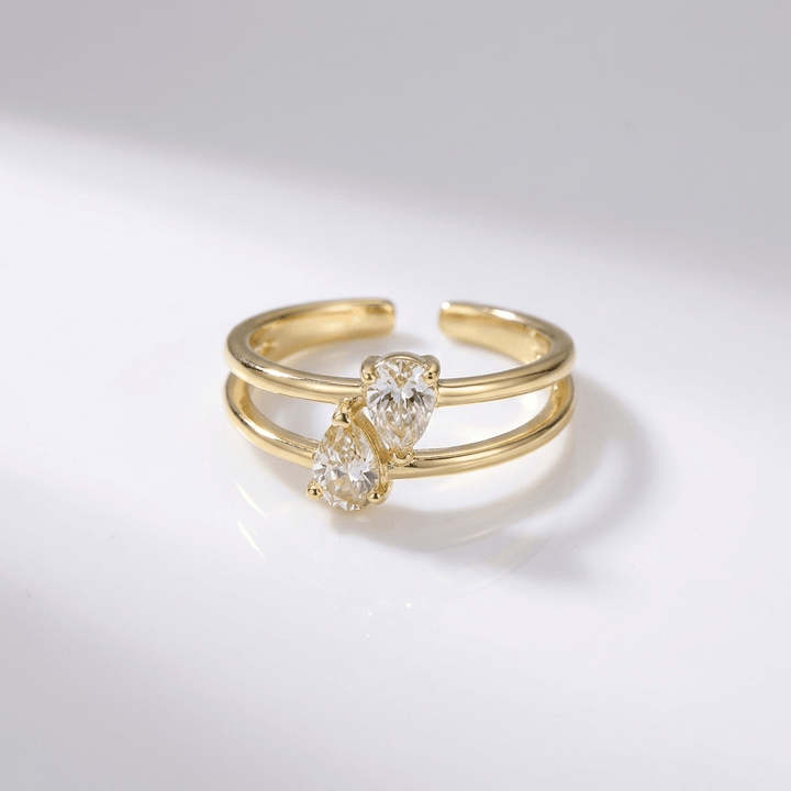 ANELLO A FASCIA DIVISA color oro E Zirconia - (REGOLABILE)