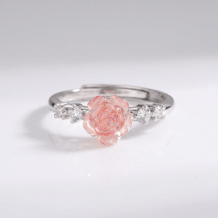 ANELLO Zirconia ROSA ARGENTO - (REGOLABILE)