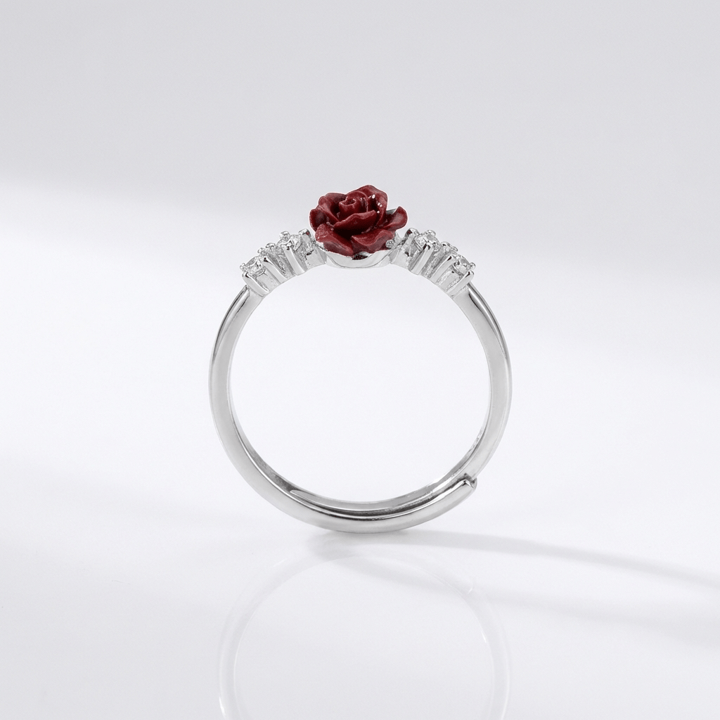 ANELLO Zirconia ROSA ARGENTO - (REGOLABILE)