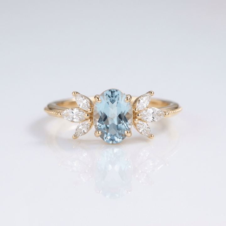 ANELLO MARQUISE IN AQUAMARINA ORO