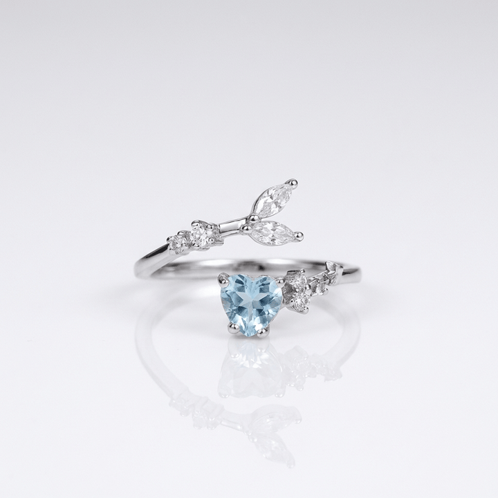 ANELLO SOLITARIO IN TOPAZIO BLU ARGENTATO - (REGOLABILE)
