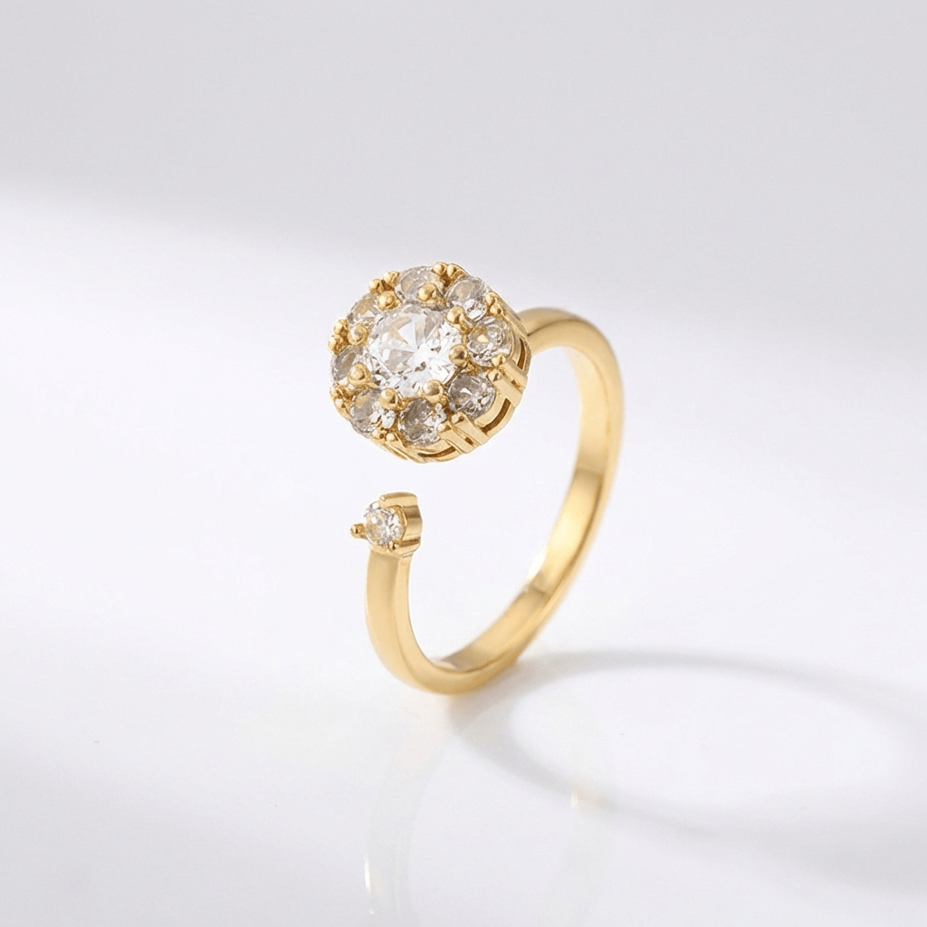 ANELLO A CLUSTER DI DIAMANTI - (REGOLABILE)