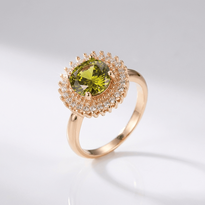 ANELLO HALO IN Zirconia PERIDOTTO D'ORO