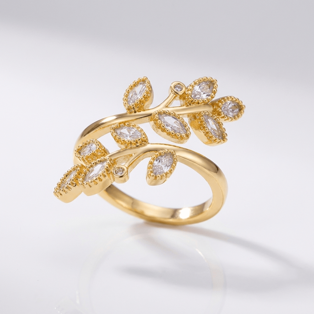ANELLO AVVOLGENTE IN FOGLIA D'ORO - (REGOLABILE)