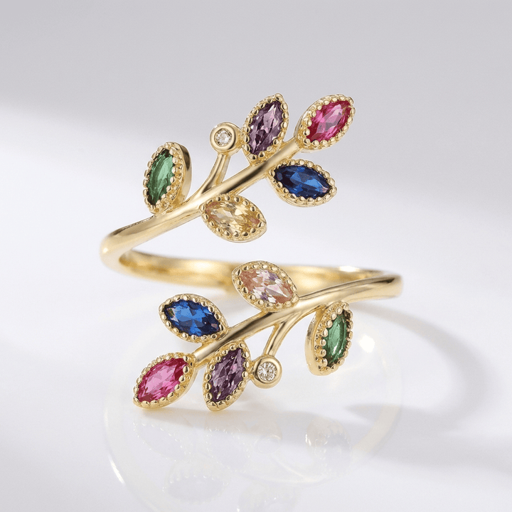 ANELLO AVVOLGENTE IN FOGLIA D'ORO - (REGOLABILE)