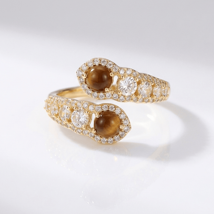 ANELLO IN QUARZO SMOKY ORO - (REGOLABILE)