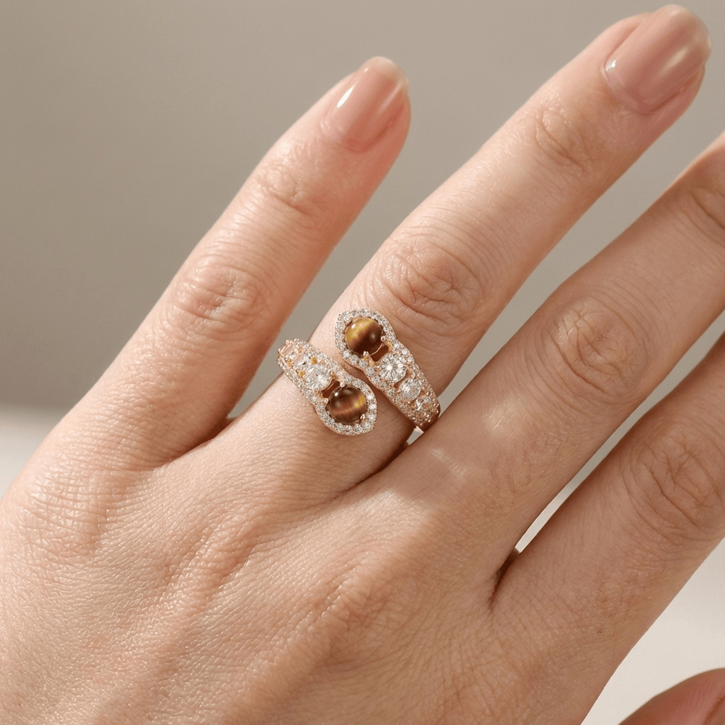 ANELLO IN QUARZO SMOKY ORO - (REGOLABILE)