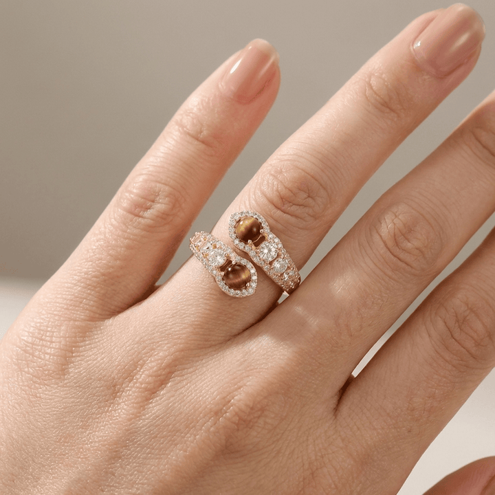 ANELLO IN QUARZO SMOKY ORO - (REGOLABILE)