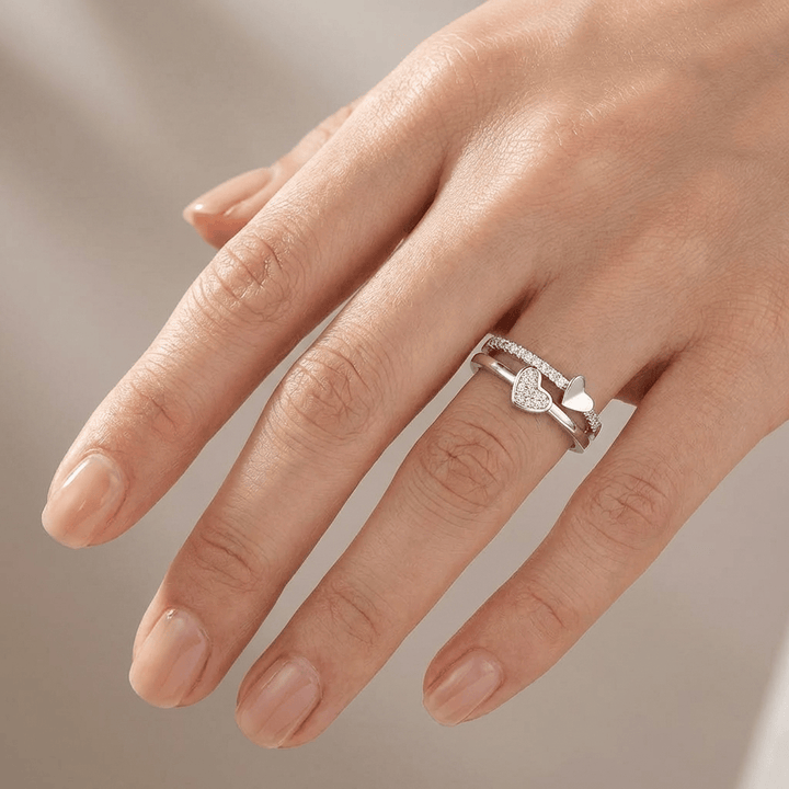 CUORE IN ZIRCONIA ORO ROSA - (REGOLABILE)