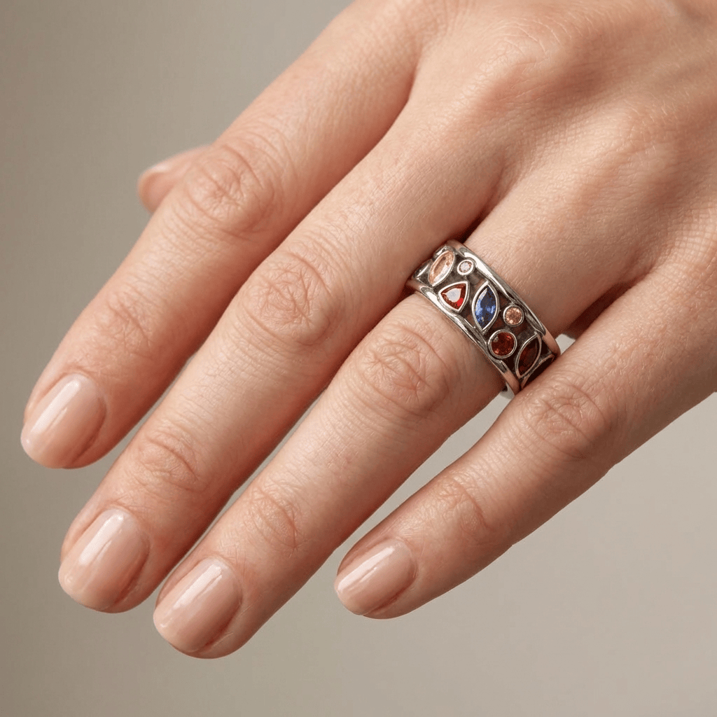 ANELLO RAINBOW MULTI STONE color argento