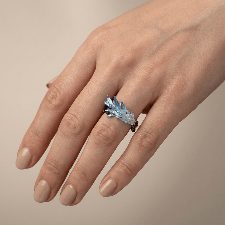 ANELLO WHISPER IN CRISTALLO BLU - (REGOLABILE)