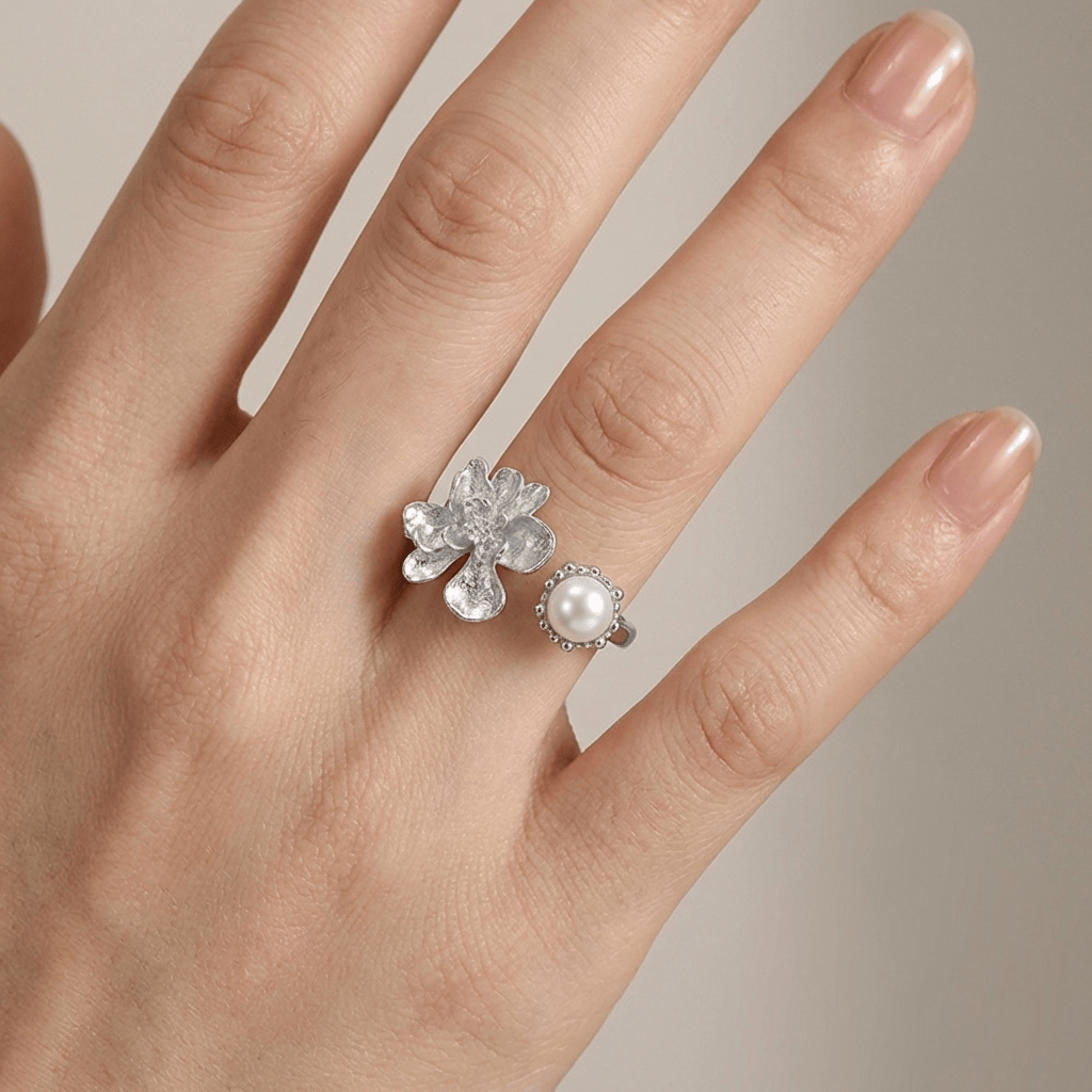 ANELLO CON PERLE D'ARGENTO