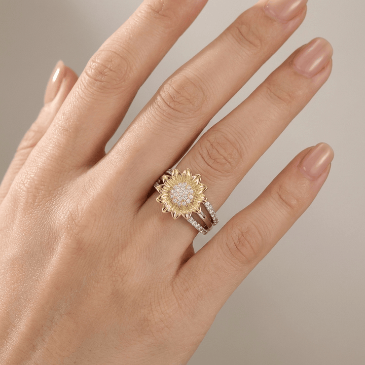ANELLO DI Zirconia CON FIORI D'ORO E ARGENTO