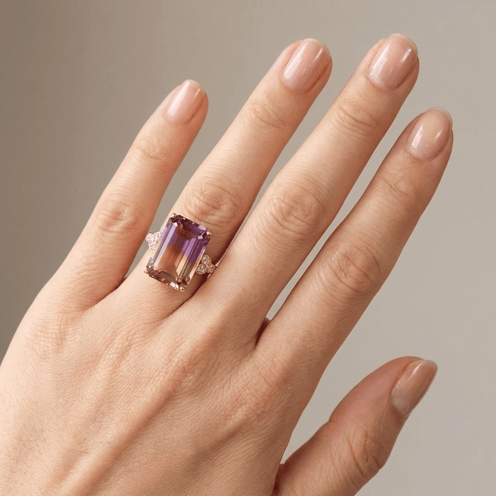 ANELLO IN AMETRINO ORO ROSA
