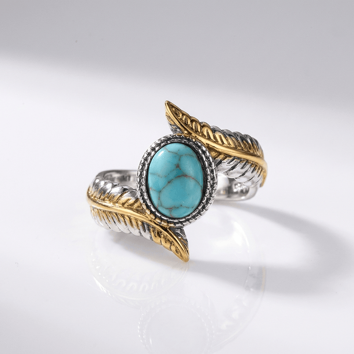 ANELLO BOHEMIANO ARGENTO ORO TURCHESE