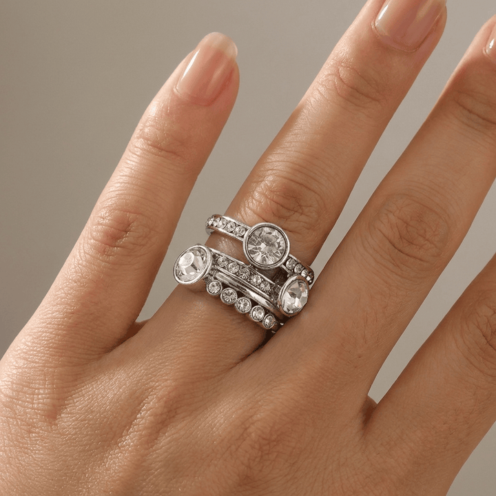 ANELLO ARGENTO DOPPIO SPARKLE